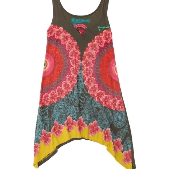 Desigual shift dress tunic size XL shimmer boho - Picture 3 of 7